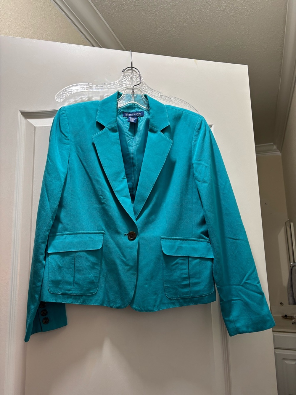Evan Picone Bright Teal Single-Button Blazer
